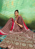 Chocolate Brown Printed Satin Silk Saree