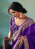 Purple Woven Embroidered Banarasi Silk Saree