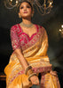 Mustard Yellow Embroidered Silk Saree