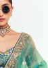 Sea Green Designer Embroidered Tissue Saree