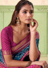 Teal Blue Patola Printed Cotton Silk Saree