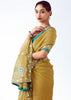 Faded Yellow Embroidered Designer Tissue Saree