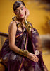 Wine Purple Banarasi Satin Silk Saree