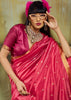 Peach Pink Banarasi Tusser Silk Saree