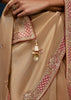 Almon Beige Embroidered Designer Tissue Saree
