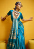 Vivid Blue Woven Banarasi Satin Silk Saree