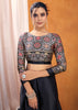 Adoring Black Satin Silk Saree with Ajrakh Printed Pallu and Blouse