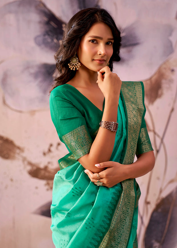 Ceramic Green Woven Tissue Silk Saree