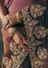 Purple & Brown Tissue Embroidered Wedding Wear Saree