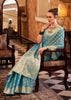 Aqua Blue Woven Banarasi Tissue Silk Saree