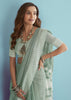 Haze Blue Woven Linen Silk Saree