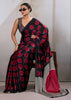 Red Printed Satin Silk Saree
