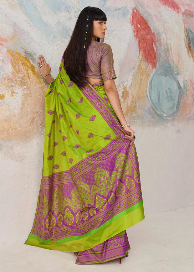 Pista Green Woven Kanjivaram Silk Saree