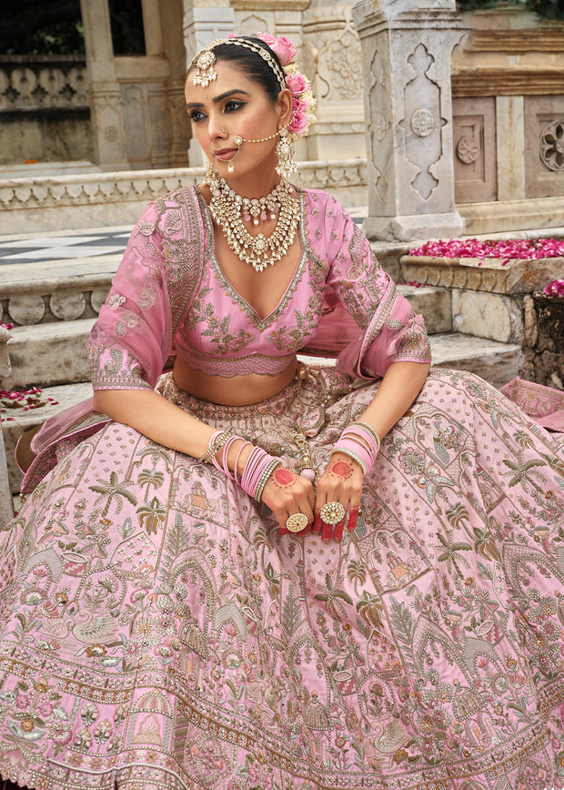 Blush Pink Heavy Embroidered Designer Lehenga