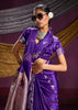True Purple Banarasi Satin Silk Saree