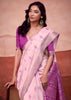 Lavender Pink Woven Cotton Silk Saree
