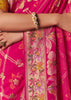 Raspberry Pink Woven Georgette Bandhej Saree