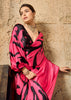 Hot Pink Printed Satin Silk Saree