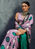 Dusky Lavender Printed Satin Silk Saree