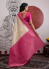Pink Border Ivory Woven Banarasi Silk Saree