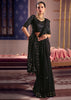 Jet Black Embroidered Tissue Designer Saree