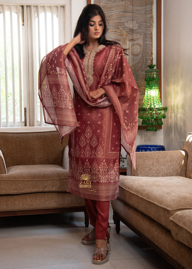 Maroon Ethnic Embroidered Suit (10702046822593)