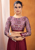 Claret Red Satin Silk Saree with Ajrakh Printed Pallu and Blouse