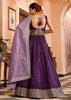 Dahila Purple Tissue Silk Embroidered Lehenga