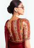 Maroon Designer Embroidered Tissue Saree