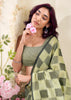 Pistachio Green Woven Linen Silk Saree