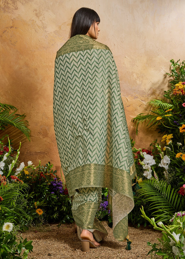 Heena Green Printed Patola Silk Saree