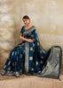 Coral Blue Woven Banarasi Silk Saree