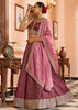 Dry Pink Rose Tissue Silk Embroidered Lehenga