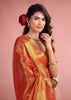 Sunset Orange Woven Tissue Silk Saree