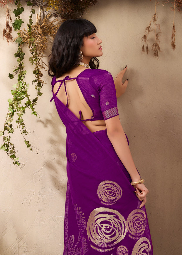 Rich Purple Woven Soft Silk Saree