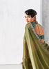 Olive Green Embroidered Designer Saree