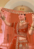 Rust Orange Embroidered Silk Bridal Lehenga With Double Dupatta