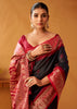 Black and Red Woven Banarasi Cotton Silk Saree