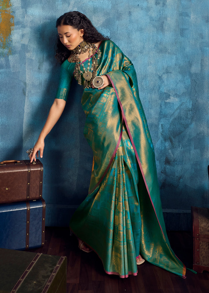Tropical Green Banarasi Silk Saree