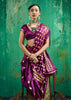 Plum Purple Woven Banarasi Satin Silk Saree