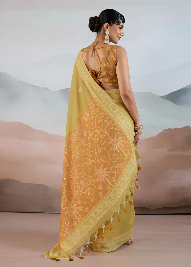 Aurora Yellow Woven Cotton Saree