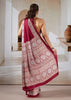 Rich Red Printed Satin Silk Saree
