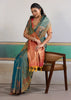 Canton Green Woven Silk Saree With Contrast Blouse