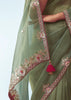 Antique Green Embroidered Designer Tissue Saree