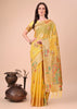 Blazing Yellow Woven Linen Cotton Silk Saree