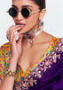 Magic Purple Designer Embroidered Tissue Saree