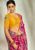 Magenta Pink Embroidered Georgette Bandhej Saree