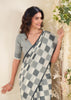 Off White Woven Linen Silk Saree