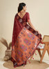 Deep Maroon Woven Bronze Zari Paithani Silk Saree