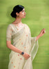 Off White Woven Linen Silk Saree